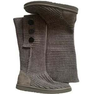 UGG Cardy Gray Knit Boots Size 9